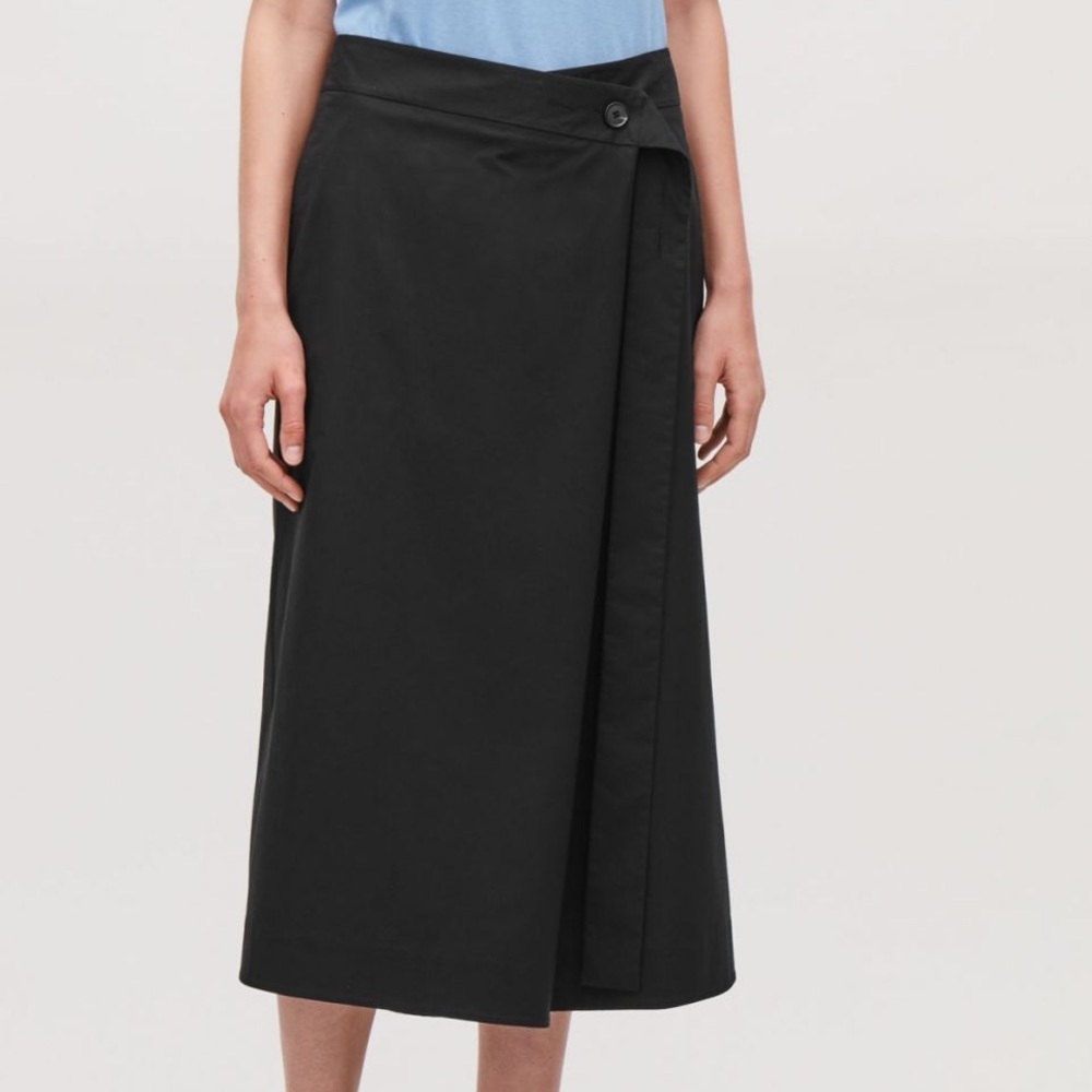 COS Black Adjustable Button Wrap Skirt